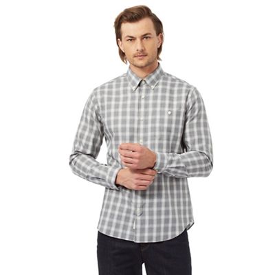 Big and tall grey checked long sleeved shirt